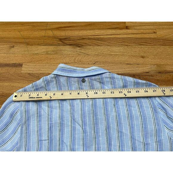 Soft Surroundings Women's PXL Blue Button-Up 100% Linen Shirt Striped Minimalist - Picture 9 of 9